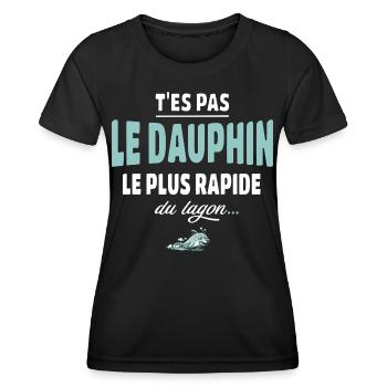 T’es pas le dauphin le plus rapide du lagon - T-shirt sport Femme - noir - Devant - AI Model Female 172 light (172cm)