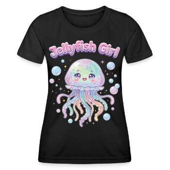 Pastel Kawaii Quallenmädchen-Ästhetik - Frauen Funktions-T-Shirt - Schwarz - Vorne - AI Model Female 172 light (172cm)