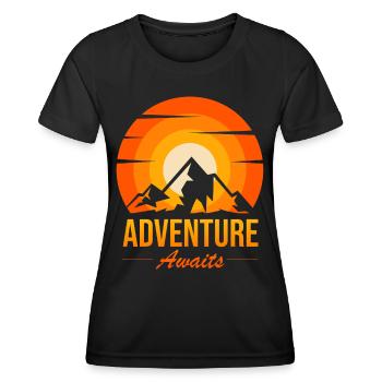Adventure Awaits Peak Sunset - Women's Functional T-Shirt - black - Front - AI Model Female 172 light (172cm)