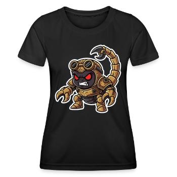 Skorpion Bionic Steampunk Krieger Messingnieten - Frauen Funktions-T-Shirt - Schwarz - Vorne - AI Model Female 172 light (172cm)