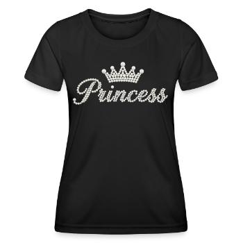 Prinzessin Perlen Krone Schriftzug Princess - Frauen Funktions-T-Shirt - Schwarz - Vorne - AI Model Female 172 light (172cm)