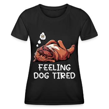 Se sentir fatigué par le chien Mastiff Bordeaux Bordeaux - T-shirt sport Femme - noir - Devant - AI Model Female 172 light (172cm)