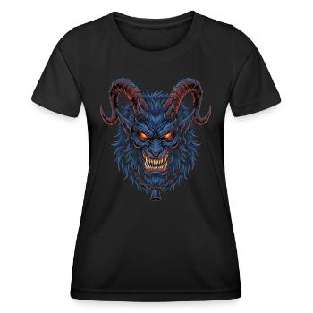 Blauer Dämonenkopf mit Hörnern - Frauen Funktions-T-Shirt - Schwarz - Vorne - AI Model Female 172 light (172cm)