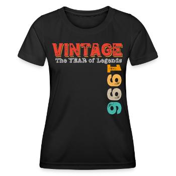 Vintage 1996 - Frauen Funktions-T-Shirt - Schwarz - Vorne - AI Model Female 172 light (172cm)
