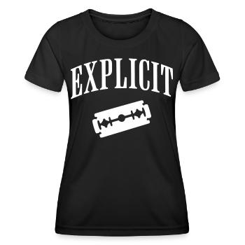 Motif explicite de lame de rasoir - T-shirt sport Femme - noir - Devant - AI Model Female 172 light (172cm)