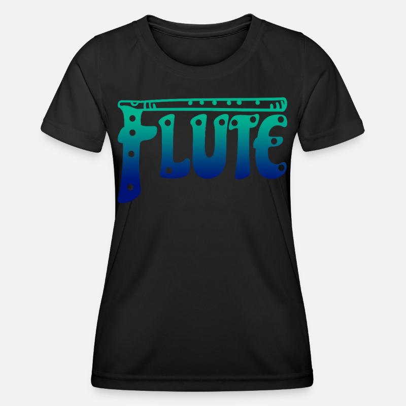 Gradient Flute Typography Music Lover - Women's Functional T-Shirt - black