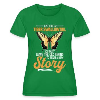  Butterfly Lover Insect Entomoloy Eastern Tiger - Women's Functional T-Shirt - kelly green - Front - AI Model Female 172 dark (172cm)