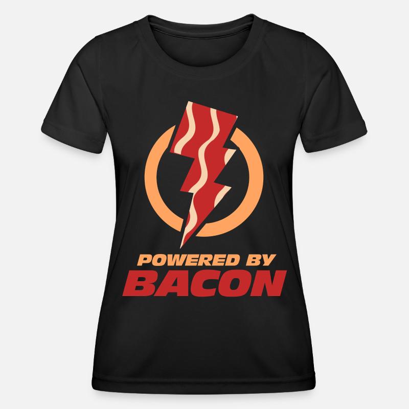 Powered By Bacon Lightning Bolt - Women's Functional T-Shirt - black
