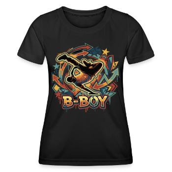 Breakdance B-Boy Streetstyle Graffiti - Frauen Funktions-T-Shirt - Schwarz - Vorne - AI Model Female 172 light (172cm)