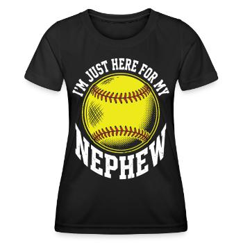 Je suis juste là pour mon neveu au softball - T-shirt sport Femme - noir - Devant - AI Model Female 172 light (172cm)