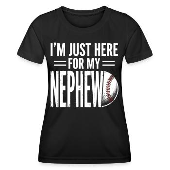 Je suis juste là pour mon neveu au baseball - T-shirt sport Femme - noir - Devant - AI Model Female 172 light (172cm)