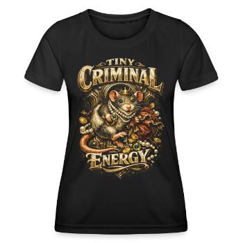 Rat de couleur Rat Fancy Rat Maison Rat Petite Énergie Criminelle - T-shirt sport Femme - noir - Devant - AI Model Female 172 light (172cm)