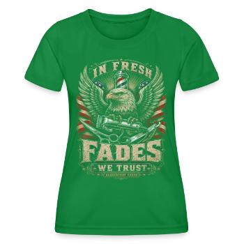 Barber Barbier dans Fresh Fades We Trust - T-shirt sport Femme - vert - Devant - AI Model Female 172 dark (172cm)