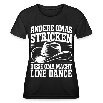 Line Dance Oma mit Cowboyhut - Frauen Funktions-T-Shirt - Schwarz - Vorne - AI Model Female 172 light (172cm)