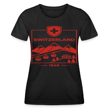 Switzerland Alps Mountains Hiking - Women's Functional T-Shirt - black - Front - AI Model Female 172 light (172cm)