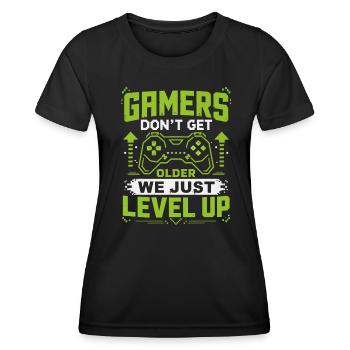 Gamer Spruch Level Up Neon - Frauen Funktions-T-Shirt - Schwarz - Vorne - AI Model Female 172 light (172cm)