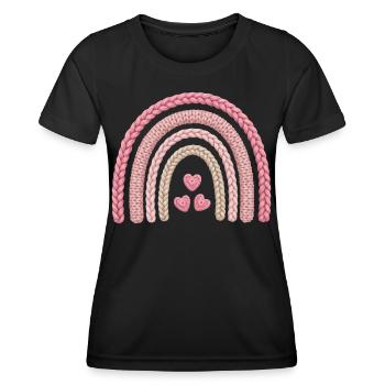 Regenbogen Rosa Strickmuster - Frauen Funktions-T-Shirt - Schwarz - Vorne - AI Model Female 172 light (172cm)