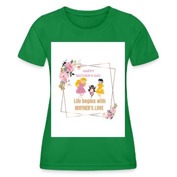 Mother's Love Floral Frame - Women's Functional T-Shirt - kelly green - Front - AI Model Female 172 dark (172cm)