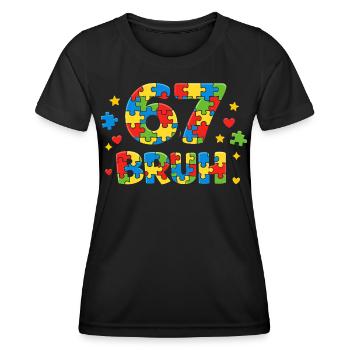 Bruh Saying Funny Retro Vintage Youth Language Of The - Women's Functional T-Shirt - black - Front - AI Model Female 172 light (172cm)