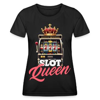 Slots Queen Casino Gambling Jackpot - Women's Functional T-Shirt - black - Front - AI Model Female 172 light (172cm)