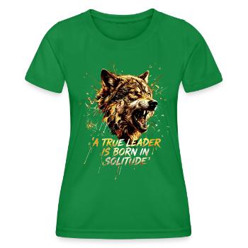 Wolfskopf Wolf Alpha Leader Motivations Spruch - Frauen Funktions-T-Shirt - Kelly Green - Vorne - AI Model Female 172 dark (172cm)