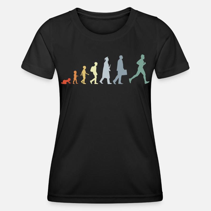 Läufer Evolution - Frauen Funktions-T-Shirt - Schwarz
