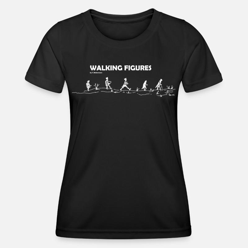 walking Figures white - Women's Functional T-Shirt - black