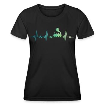 Dampflokomotiv-Herzschlagzug - Frauen Funktions-T-Shirt - Schwarz - Vorne - AI Model Female 172 light (172cm)