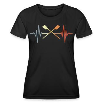 Vintage Rudersport Pulsschlag - Frauen Funktions-T-Shirt - Schwarz - Vorne - AI Model Female 172 light (172cm)