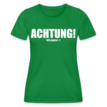 Achtung! Ich pupse ;-) - Frauen Funktions-T-Shirt - Kelly Green - Vorne - AI Model Female 172 dark (172cm)