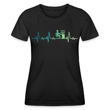 Heartbeat Programmer-Entwickler - Frauen Funktions-T-Shirt - Schwarz - Vorne - AI Model Female 172 light (172cm)