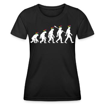 Homo Carnival | Evolution of Fools, Shrovetide - Women's Functional T-Shirt - black - Front - AI Model Female 172 light (172cm)