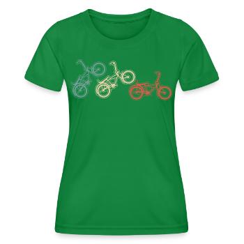 BMX Bike Moves Graphic in Vintage Style - Women's Functional T-Shirt - kelly green - Front - AI Model Female 172 dark (172cm)