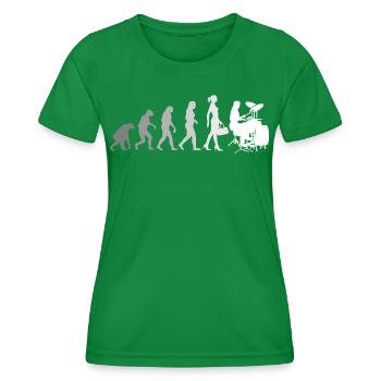 Evolution Schlagzeugerin Percussion Drummer - Frauen Funktions-T-Shirt - Kelly Green - Vorne - AI Model Female 172 dark (172cm)