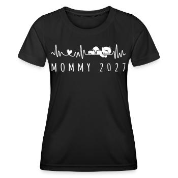 Future Mommy 2027 Heartbeat Pregnancy Announcement - Frauen Funktions-T-Shirt - Schwarz - Vorne - AI Model Female 172 light (172cm)