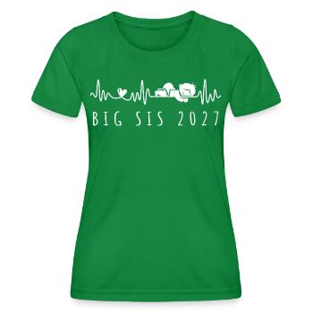 Big Sis 2027 Heartbeat-Schwangerschaftsankündigung - Frauen Funktions-T-Shirt - Kelly Green - Vorne - AI Model Female 172 dark (172cm)