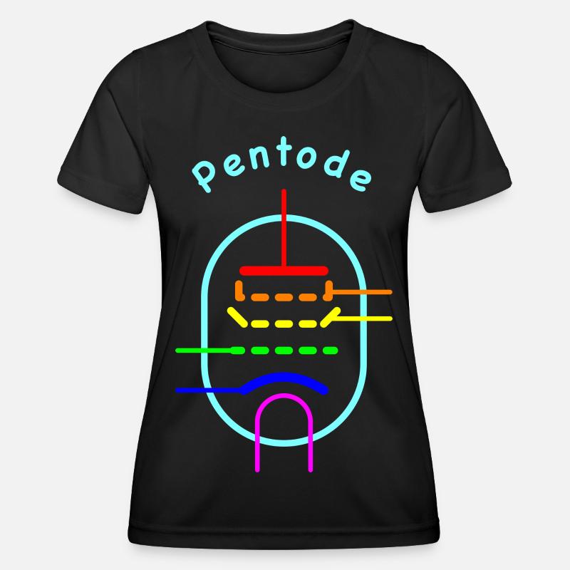Rainbow Pentode - Vacuum Tube Symbol - Women's Functional T-Shirt - black