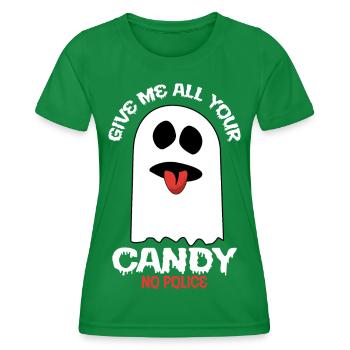 Give me all your candy - no Police - Women's Functional T-Shirt - kelly green - Front - AI Model Female 172 dark (172cm)