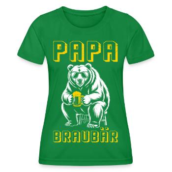 Dad-to-be PAPA BRAUBÄR Funny - Women's Functional T-Shirt - kelly green - Front - AI Model Female 172 dark (172cm)