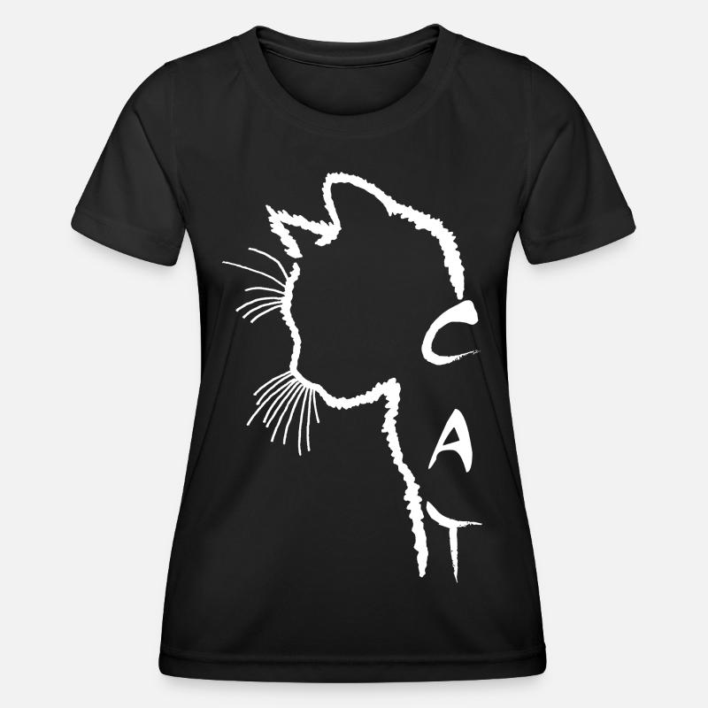 White Cat Silhouette - Women's Functional T-Shirt - black