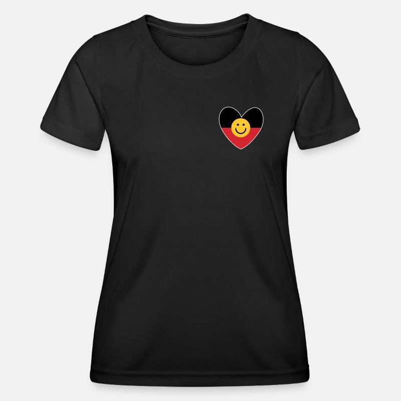 Australian Aboriginal heart with smile face - Women's Functional T-Shirt - black