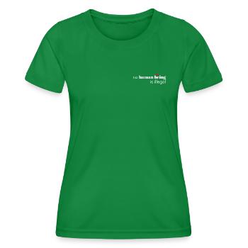 Aucun être humain n’est illégal - T-shirt sport Femme - vert - Devant - AI Model Female 172 dark (172cm)