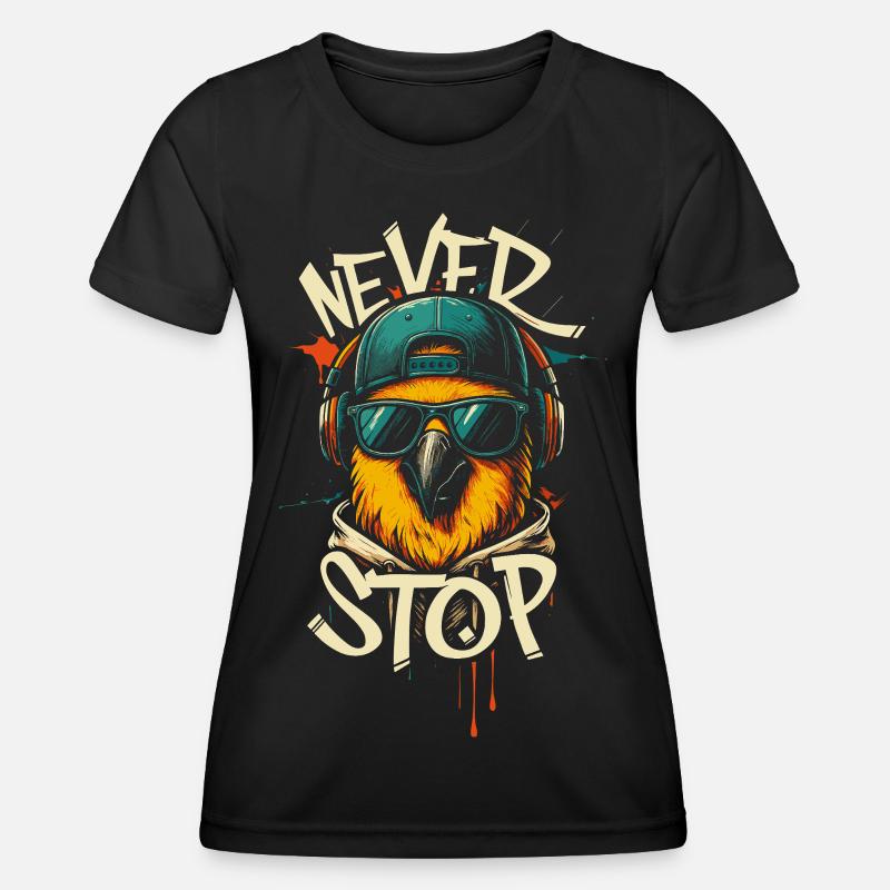Cool Parrot Illustration - Women's Functional T-Shirt - black