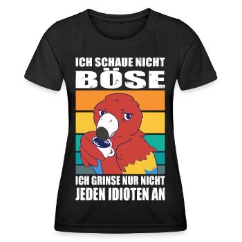 Papagei Kaffee Geschenk Lustig Büro Spruch - Frauen Funktions-T-Shirt - Schwarz - Vorne - AI Model Female 172 light (172cm)