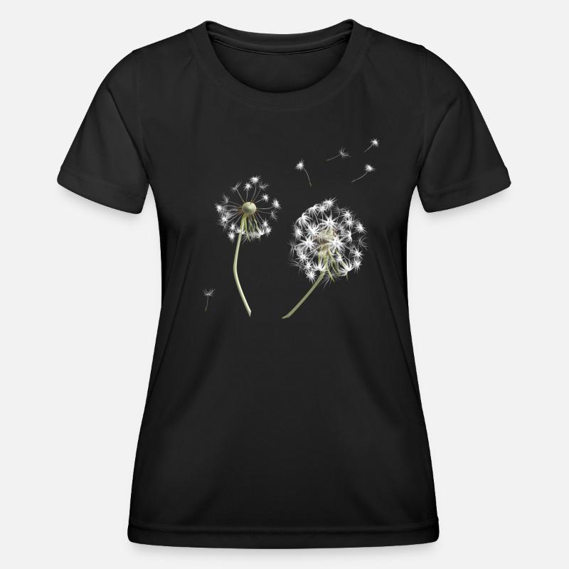 White dandelion silhouette - Women's Functional T-Shirt - black