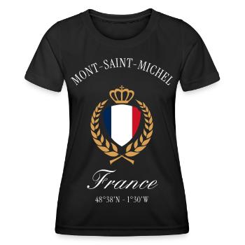 Mont-Saint-Michel Frankreich Wappen Reise Souvenir - Frauen Funktions-T-Shirt - Schwarz - Vorne - AI Model Female 172 light (172cm)