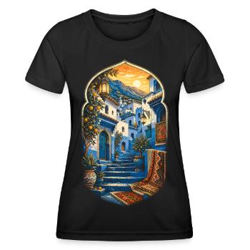 Marokkaner Marokko Marokkanerin Chefchaouen - Frauen Funktions-T-Shirt - Schwarz - Vorne - AI Model Female 172 light (172cm)