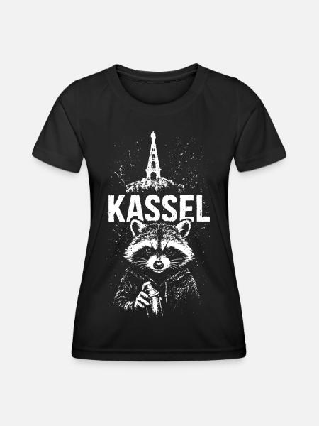 Kassel Herkules Waschbär Kassel - Frauen Funktions-T-Shirt - Schwarz