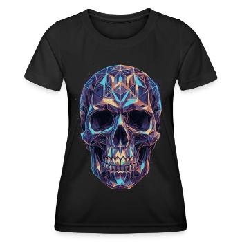 Geometric skull in a blaze of color - Women's Functional T-Shirt - black - Front - AI Model Female 172 light (172cm)