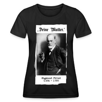 Sigmund Freud - "Deine Mutter." - Frauen Funktions-T-Shirt - Schwarz - Vorne - AI Model Female 172 light (172cm)